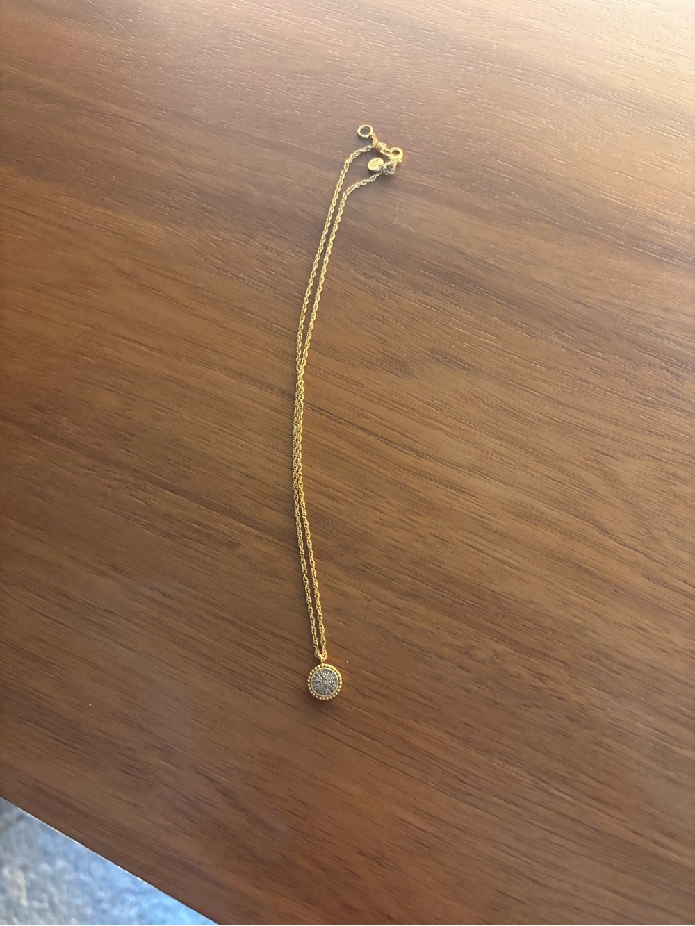 Julie Vos Gold Tone Round Pavé Pendant Necklace
